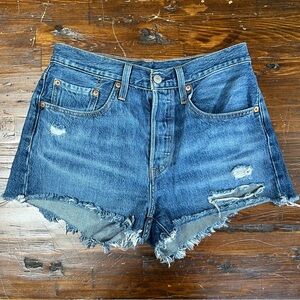 Levi's Premium 501 High-Rise Denim Shorts Medium Wash, Size 27, Button Fly